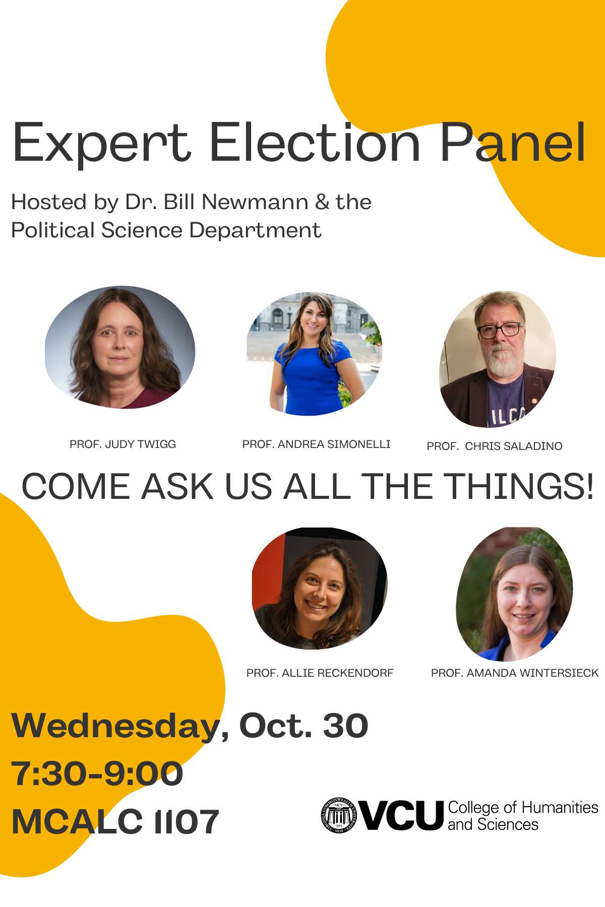 Expert Election Panel on October 30 at 7:30 PM in MCALC 1107